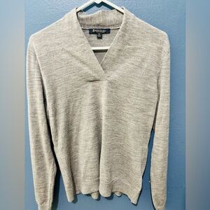 Brooks Brothers Light Gray V-Neck Sweater